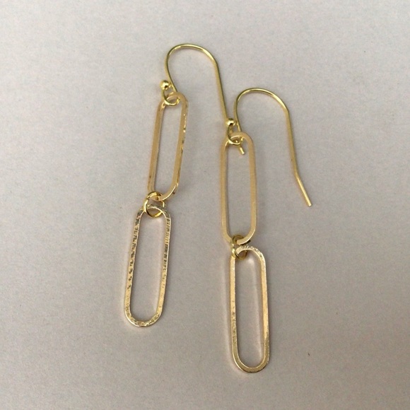 New Double Link Cable Gold Earrings - Picture 4 of 6